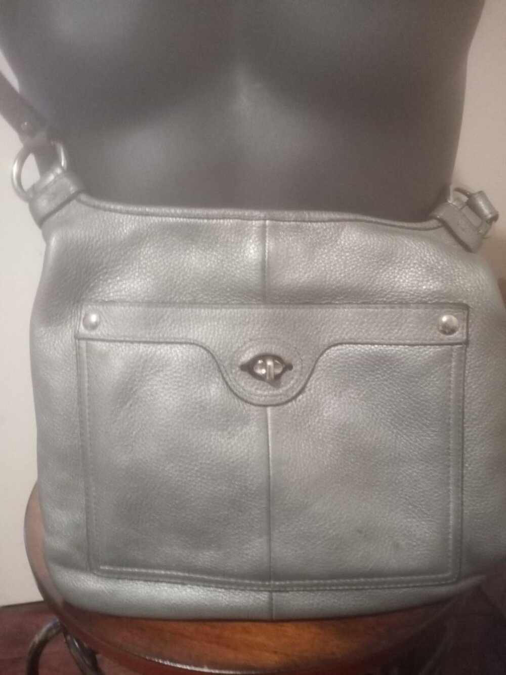 Coach Penelope Leather Snakeskin Trim Crossbody Bag F16533 Preloved Gray - Picture 2 of 15
